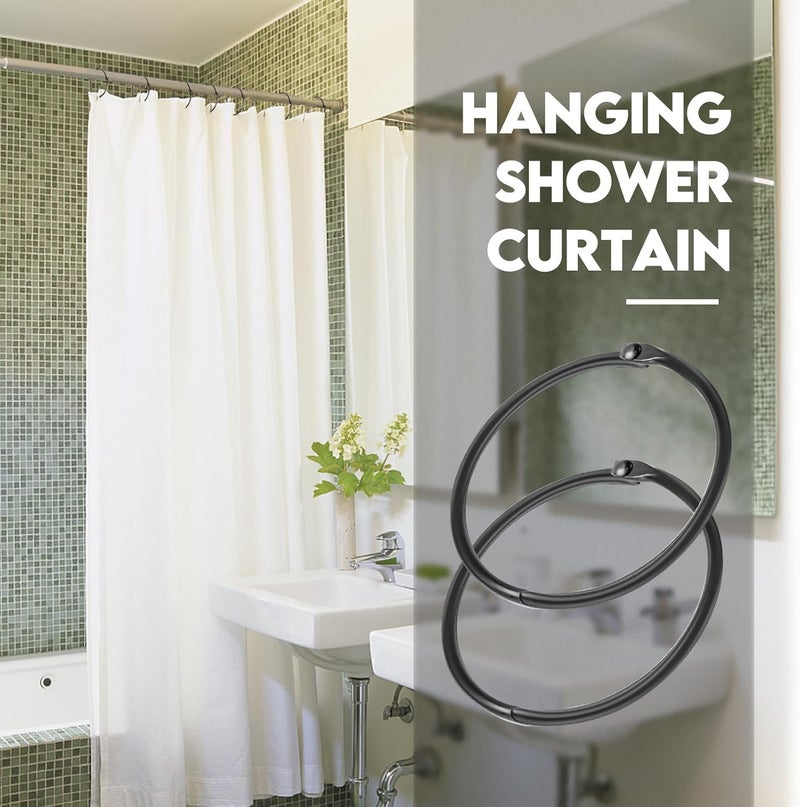 Mafegu 20Pcs Shower Curtain Hooks,Metal Round Shower Curtain Hooks Roman Rings Rustproof Decorative Shower Curtain Rings for Bathroom, Bathtub, Window, Balcony (20, Black) - Image 5